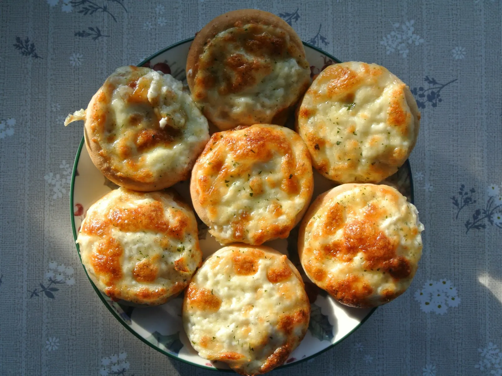 Golden egg white bites on a plate