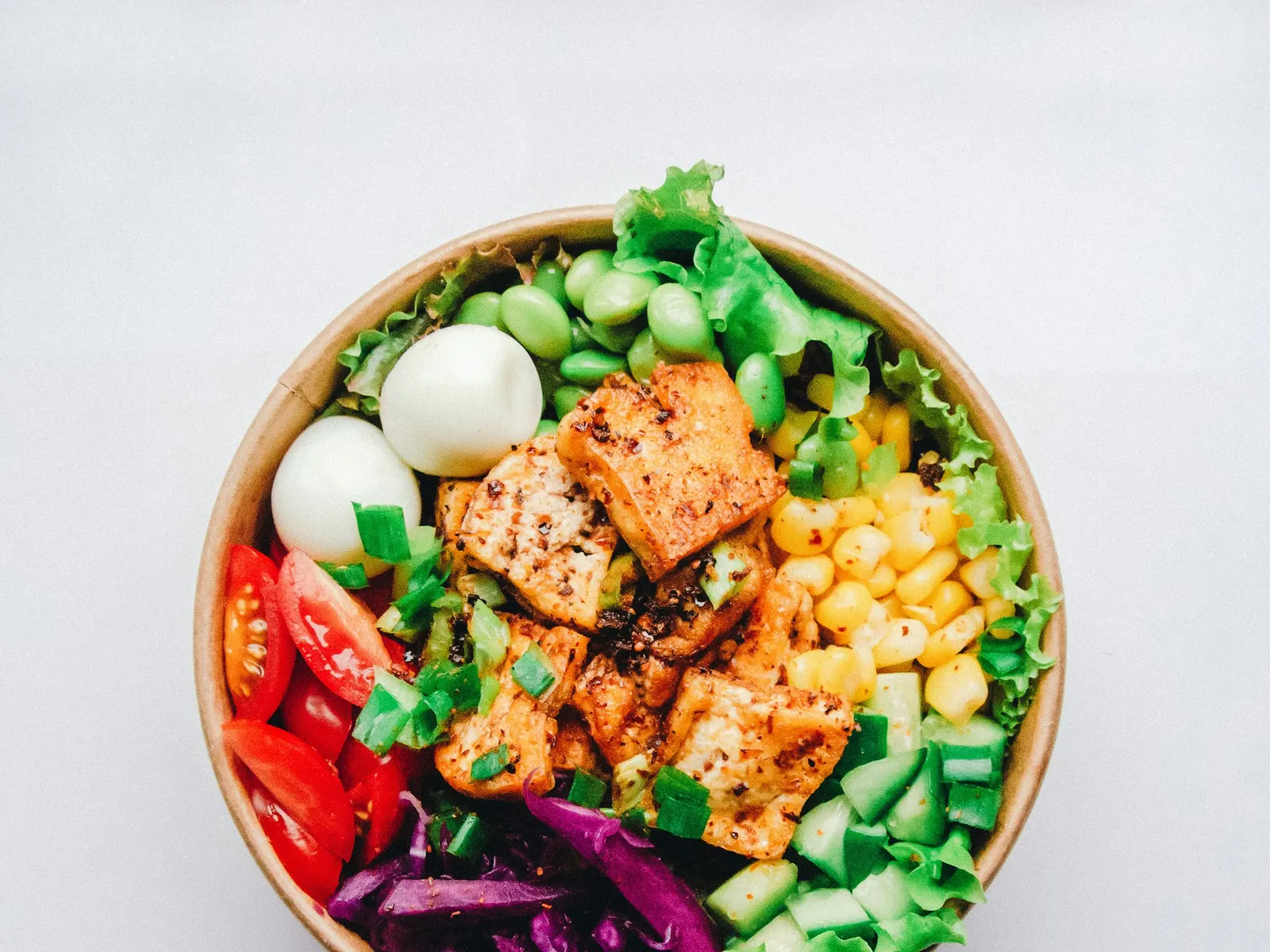 Greek chicken bowl with fresh vegetables