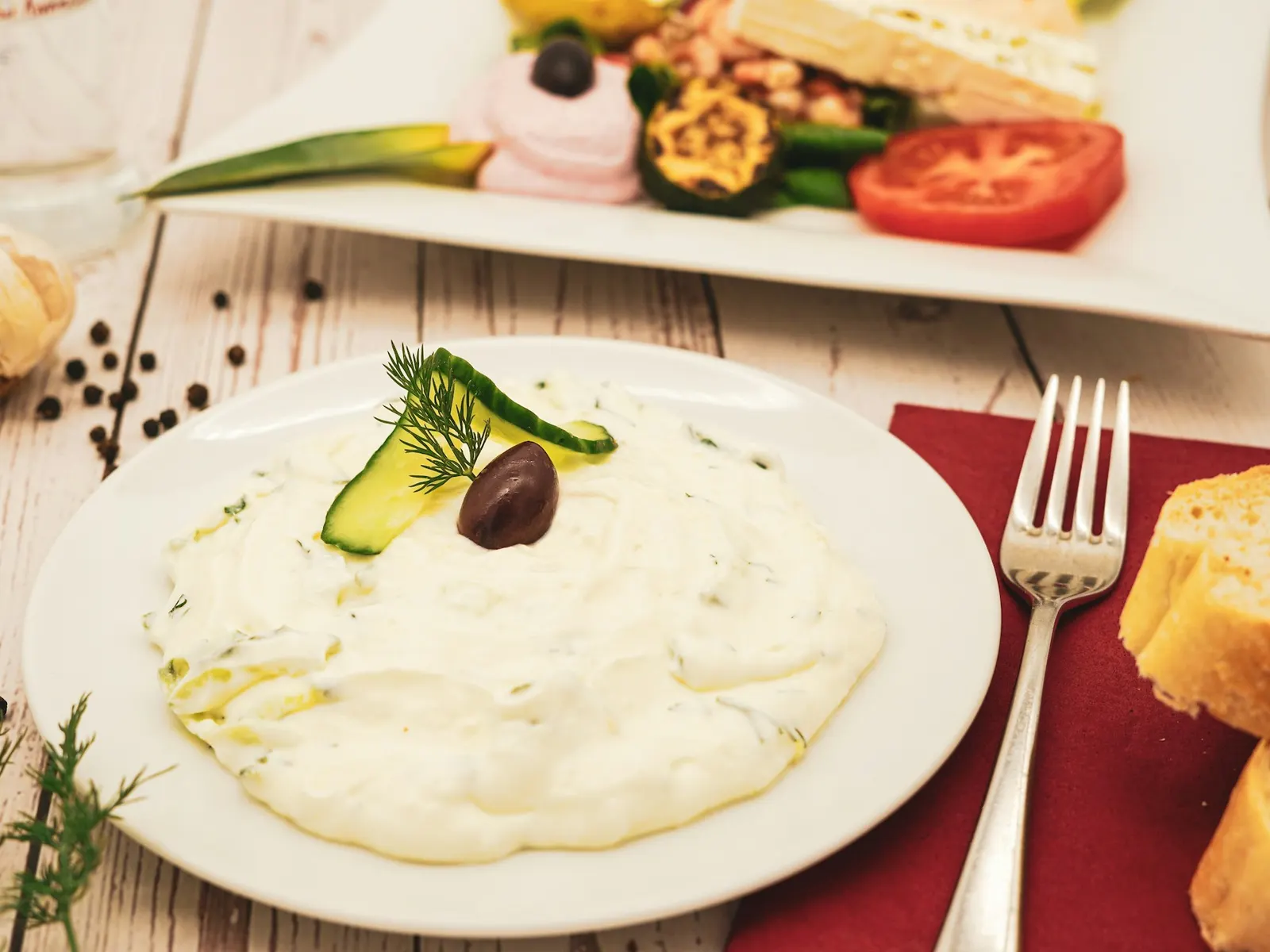Creamy Greek yogurt ranch dip with cucumber and herbs