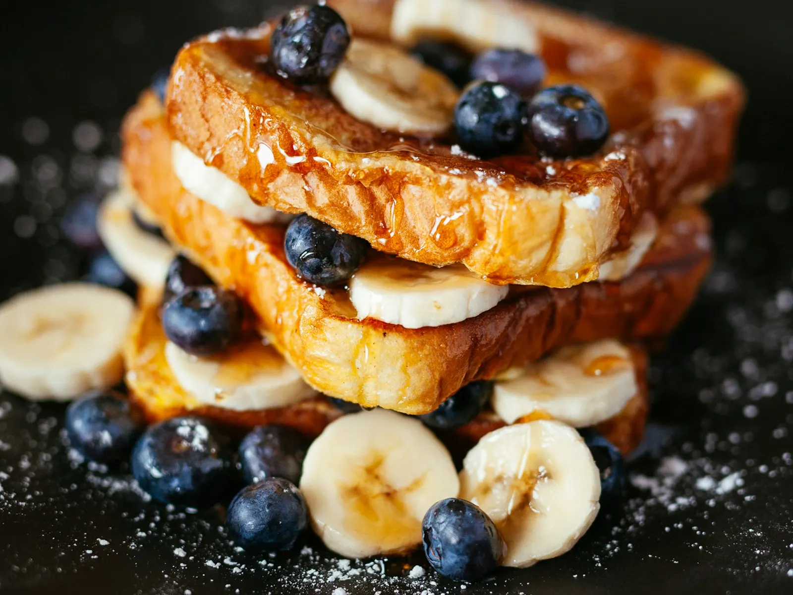 Protein French toast with blueberries and banana